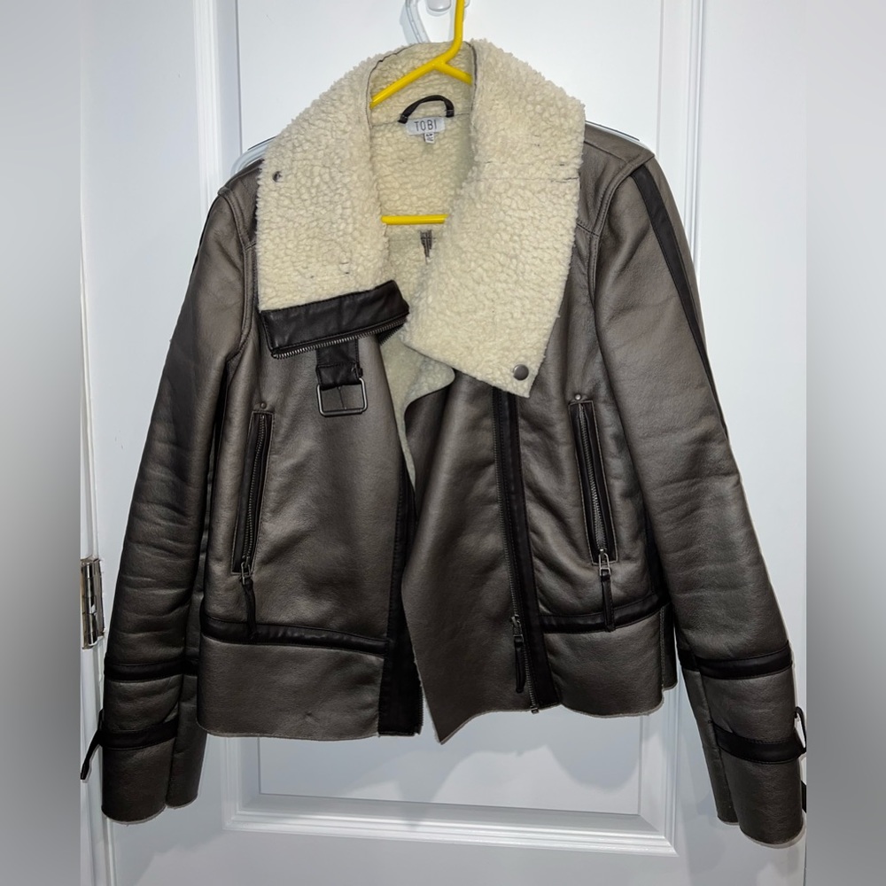 Tobi fur lined pleather jacket